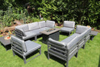 Hamburg Outdoor 8-Seater Garden Modular Steel Dining Set With Fire Pit Table