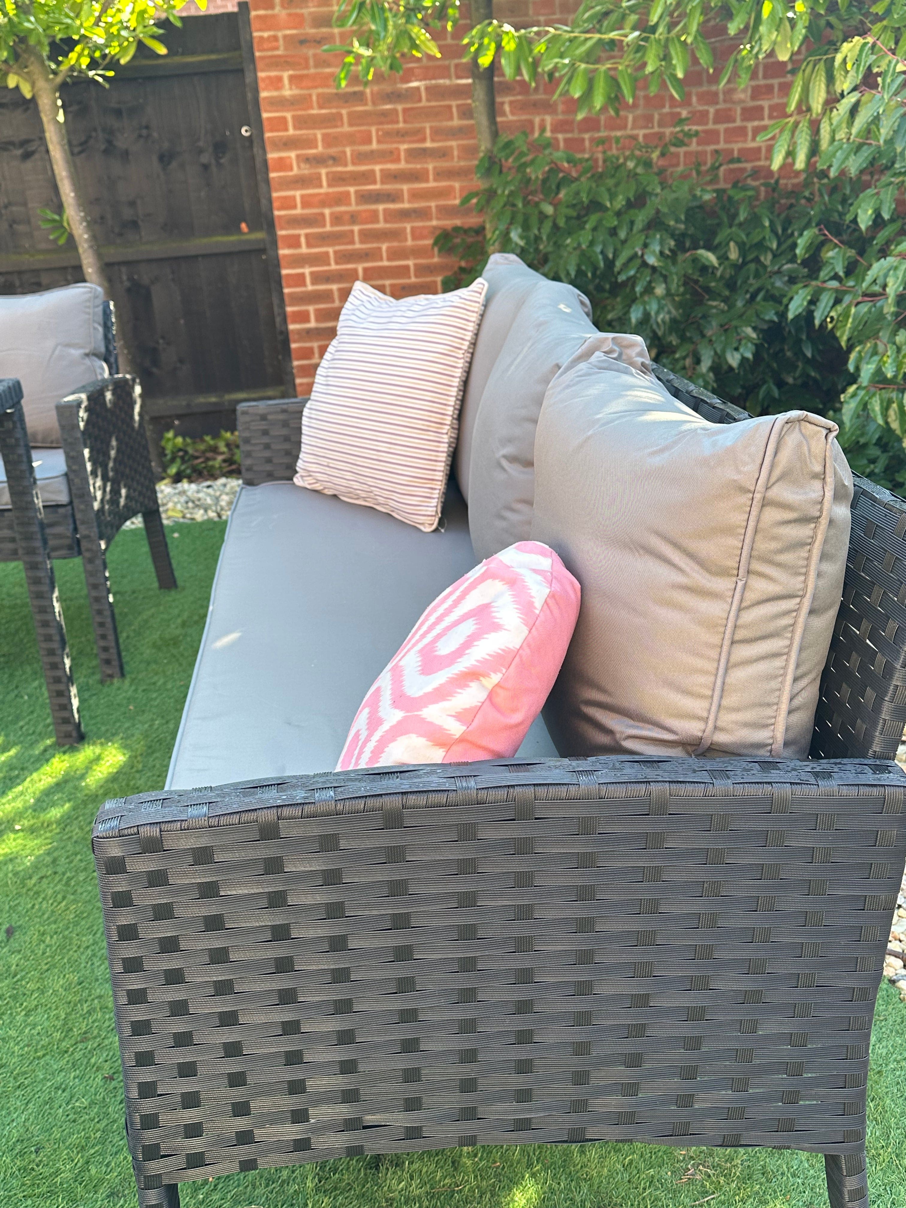 Eton 7 Seater Rattan Garden Armchair Sofa Set With Table