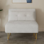 Jola White Boucle Foldable Sofa Bed With Metal Legs And Pillow