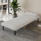 Jola White Boucle Foldable Sofa Bed With Metal Legs And Pillow