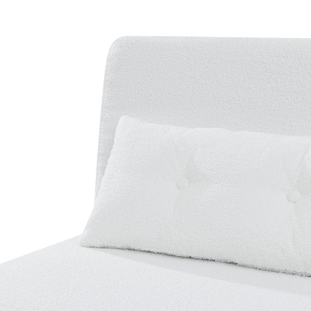 Jola White Boucle Foldable Sofa Bed With Metal Legs And Pillow