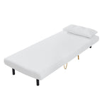 Jola White Boucle Foldable Sofa Bed With Metal Legs And Pillow