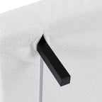 Jola White Boucle Foldable Sofa Bed With Metal Legs And Pillow