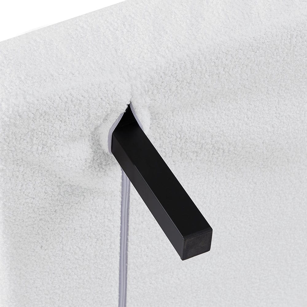 Jola White Boucle Foldable Sofa Bed With Metal Legs And Pillow