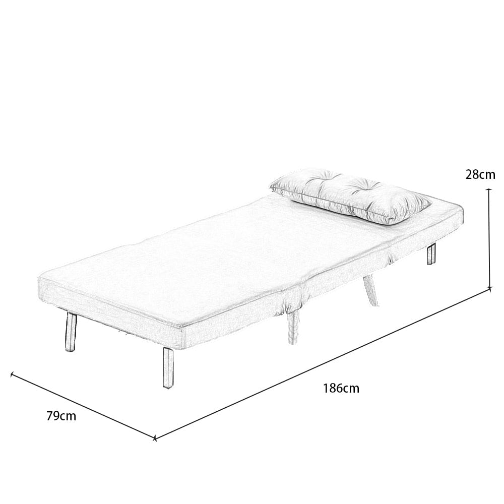 Jola Grey Boucle Foldable Sofa Bed With Wooden Legs And Pillow