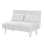 Jola White Boucle Foldable Sofa Bed With Metal Legs And Pillow