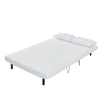 Jola White Boucle Foldable Sofa Bed With Metal Legs And Pillow