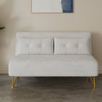 Jola White Boucle Foldable Sofa Bed With Metal Legs And Pillow