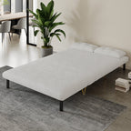 Jola White Boucle Foldable Sofa Bed With Metal Legs And Pillow