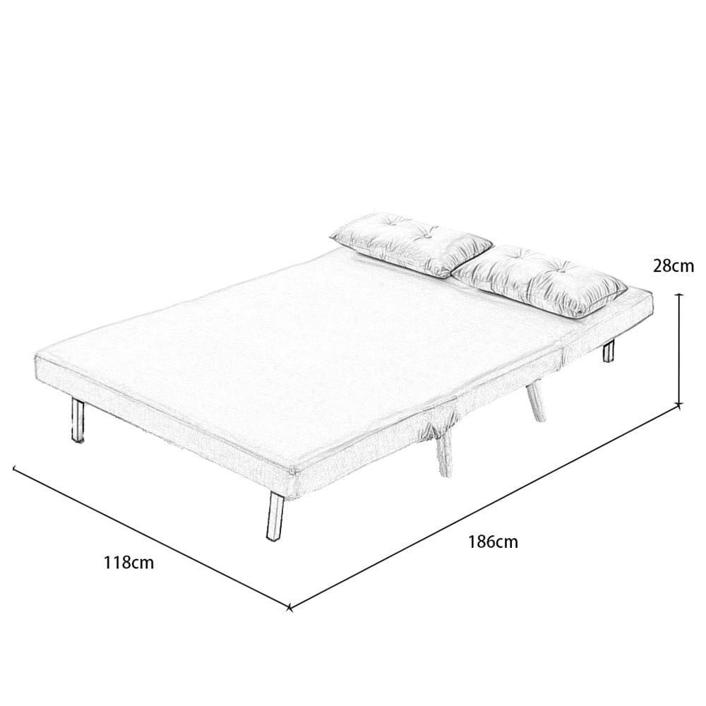 Jola Grey Boucle Foldable Sofa Bed With Wooden Legs And Pillow
