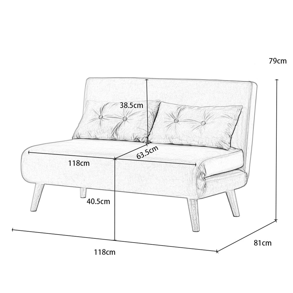 Jola White Boucle Foldable Sofa Bed With Metal Legs And Pillow