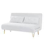 Jola White Boucle Foldable Sofa Bed With Metal Legs And Pillow