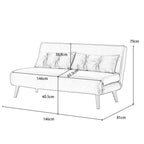Jola Grey Boucle Foldable Sofa Bed With Wooden Legs And Pillow