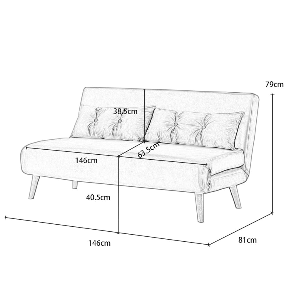 Jola White Boucle Foldable Sofa Bed With Metal Legs And Pillow