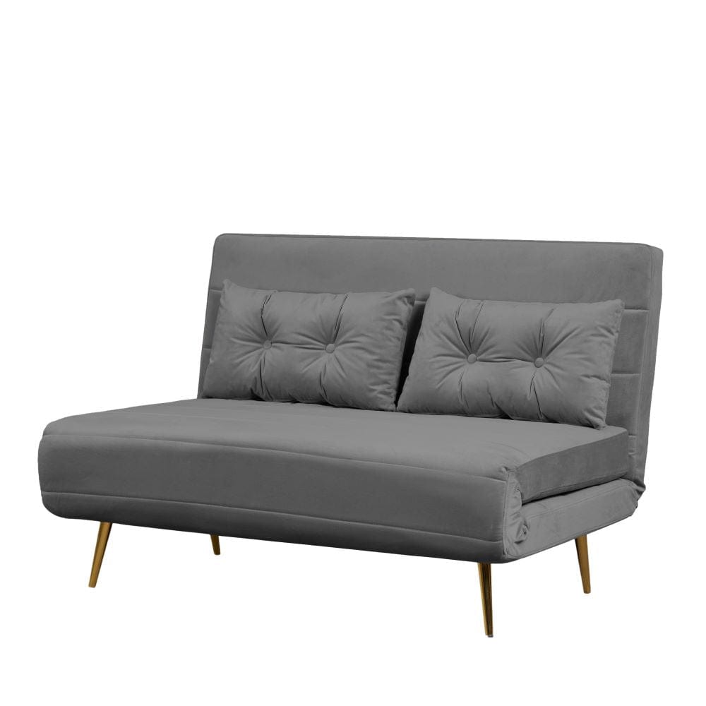 Jola Velvet Foldable 2 Seater Sofa Bed with Pillows