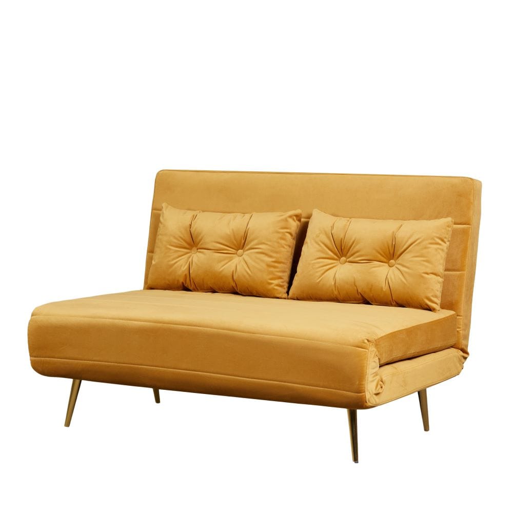 Jola Velvet Foldable 2 Seater Sofa Bed with Pillows