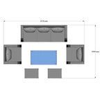 Lotus 7 Seater Rattan Garden Recliner Cube Sofa Set In Grey