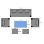 Lotus 7 Seater Rattan Garden Recliner Cube Sofa Set In Grey