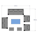 Lotus 9 Seater Rattan Garden Furniture Recliner Cube Sofa Set with Fire Pit Option