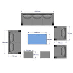 Lotus 9 Seater Rattan Garden Furniture Recliner Cube Sofa Set with Fire Pit Option