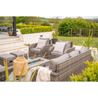 Lotus 9 Seater Rattan Garden Furniture Recliner Cube Sofa Set with Fire Pit Option