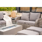 Lotus 9 Seater Rattan Garden Furniture Recliner Cube Sofa Set with Fire Pit Option
