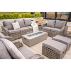 Lotus 9 Seater Rattan Garden Furniture Recliner Cube Sofa Set with Fire Pit Option