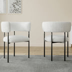 Set Of 2 Lex Boucle Dining Chairs Accent Chair Tub Chair With Curved Backrest