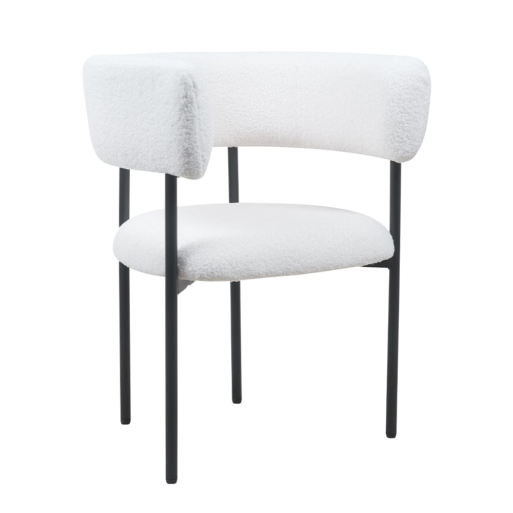 Set Of 2 Lex Boucle Dining Chairs Accent Chair Tub Chair With Curved Backrest