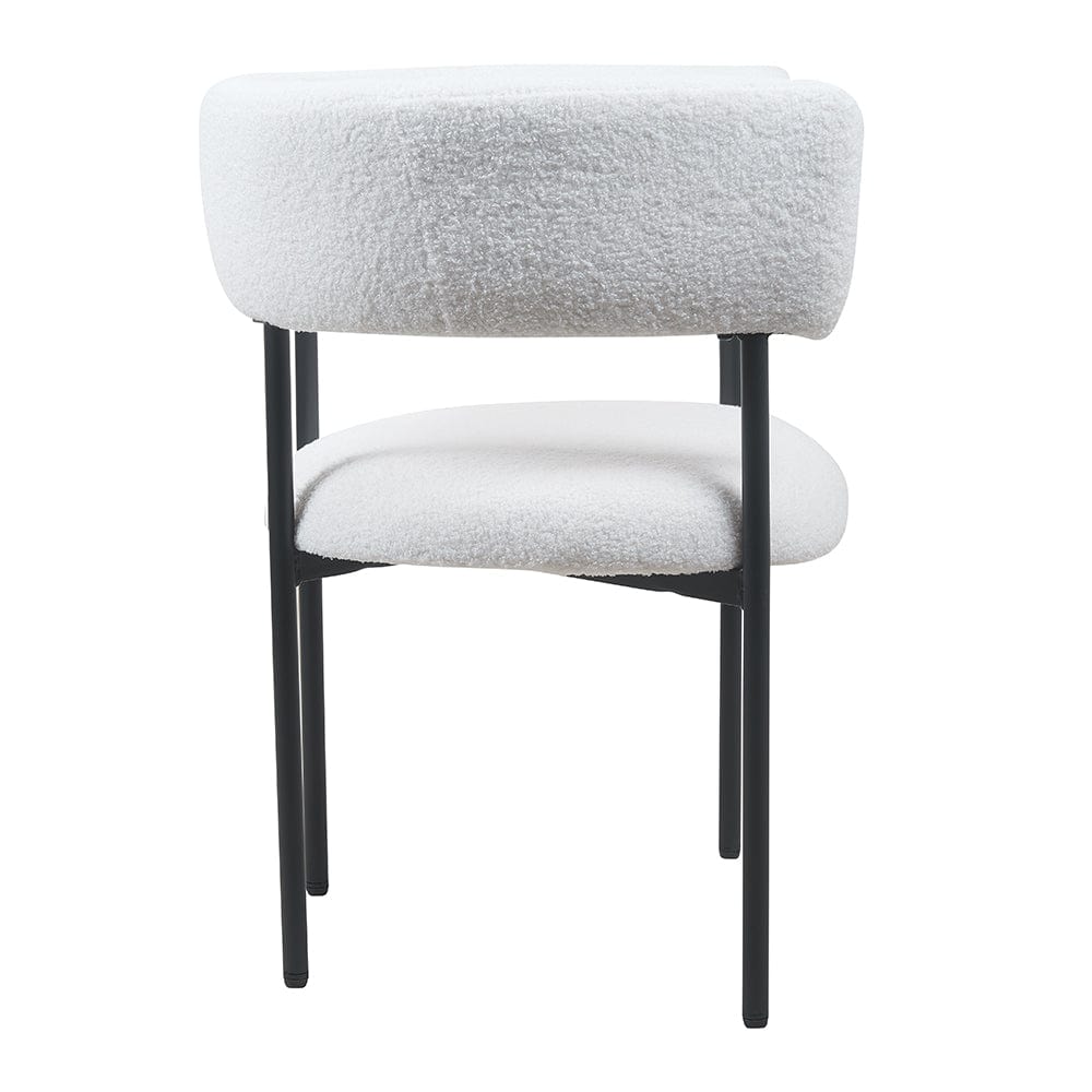 Set Of 2 Lex Boucle Dining Chairs Accent Chair Tub Chair With Curved Backrest