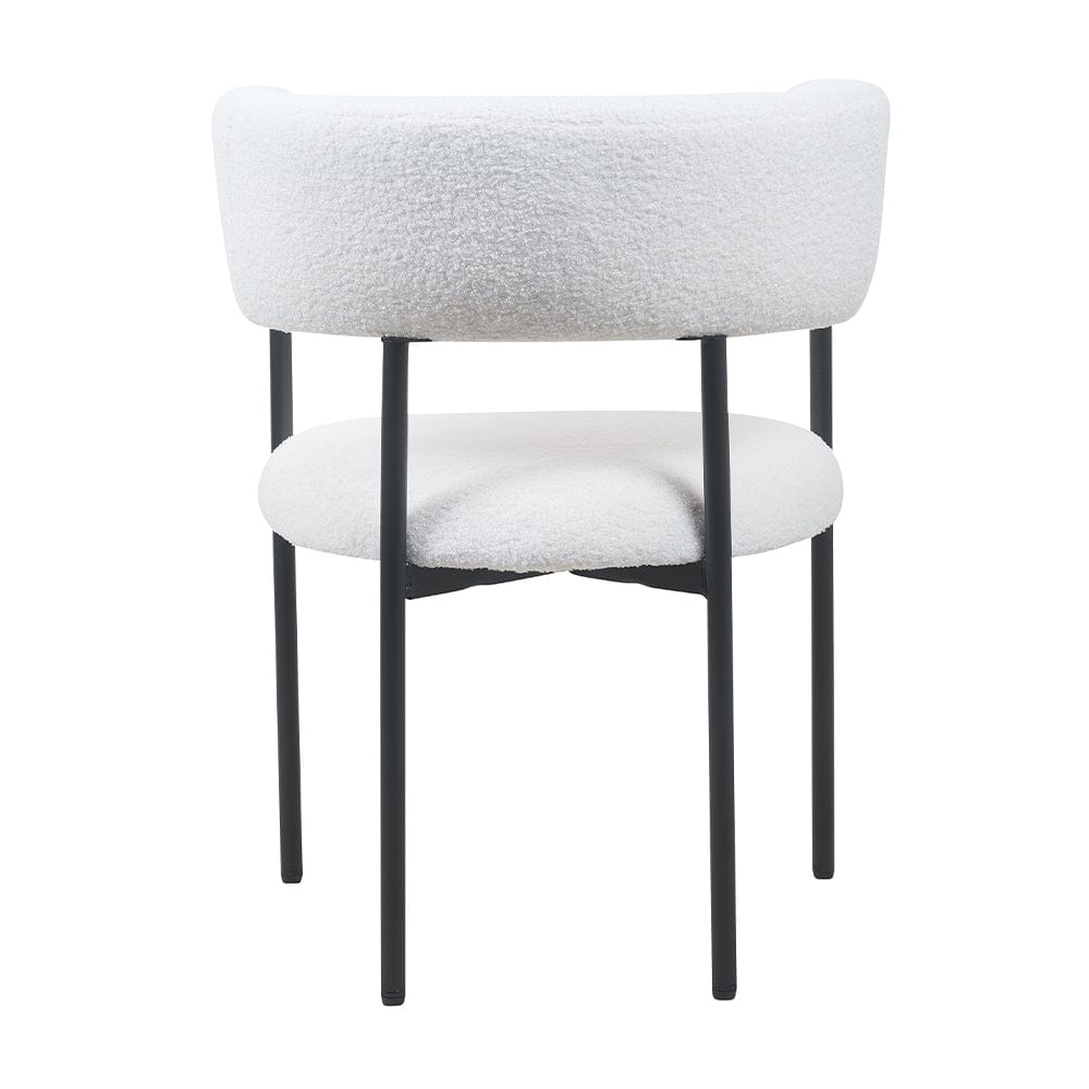 Set Of 2 Lex Boucle Dining Chairs Accent Chair Tub Chair With Curved Backrest