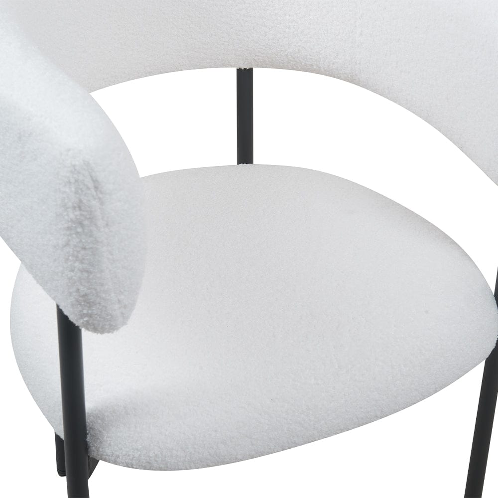 Set Of 2 Lex Boucle Dining Chairs Accent Chair Tub Chair With Curved Backrest