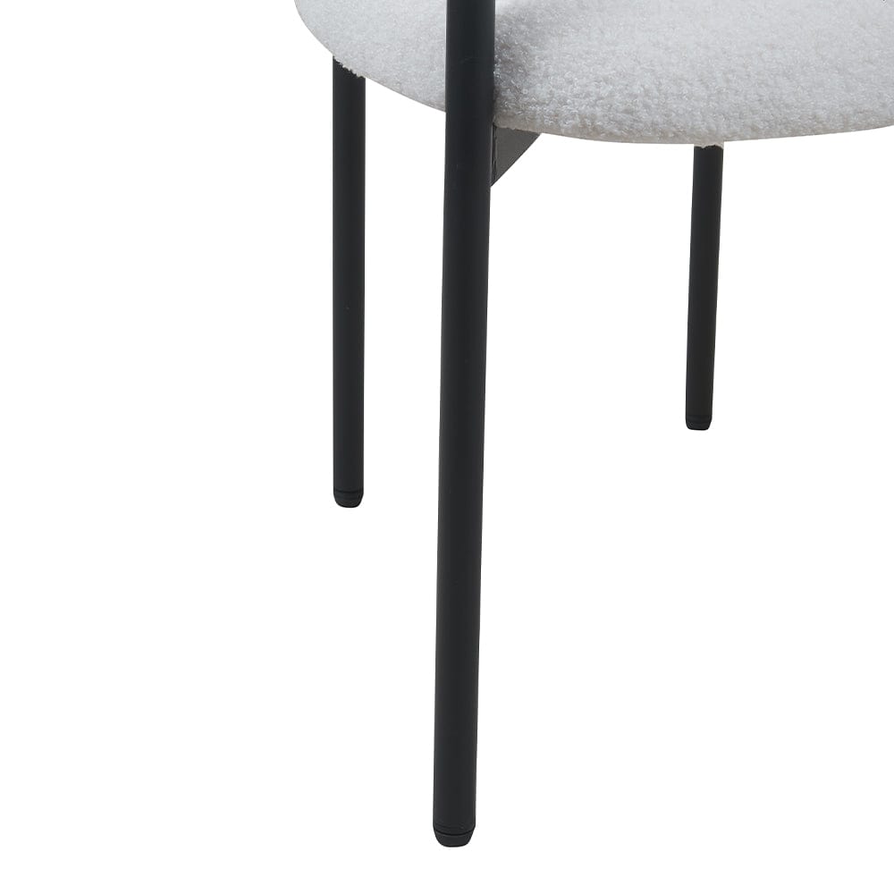 Set Of 2 Lex Boucle Dining Chairs Accent Chair Tub Chair With Curved Backrest