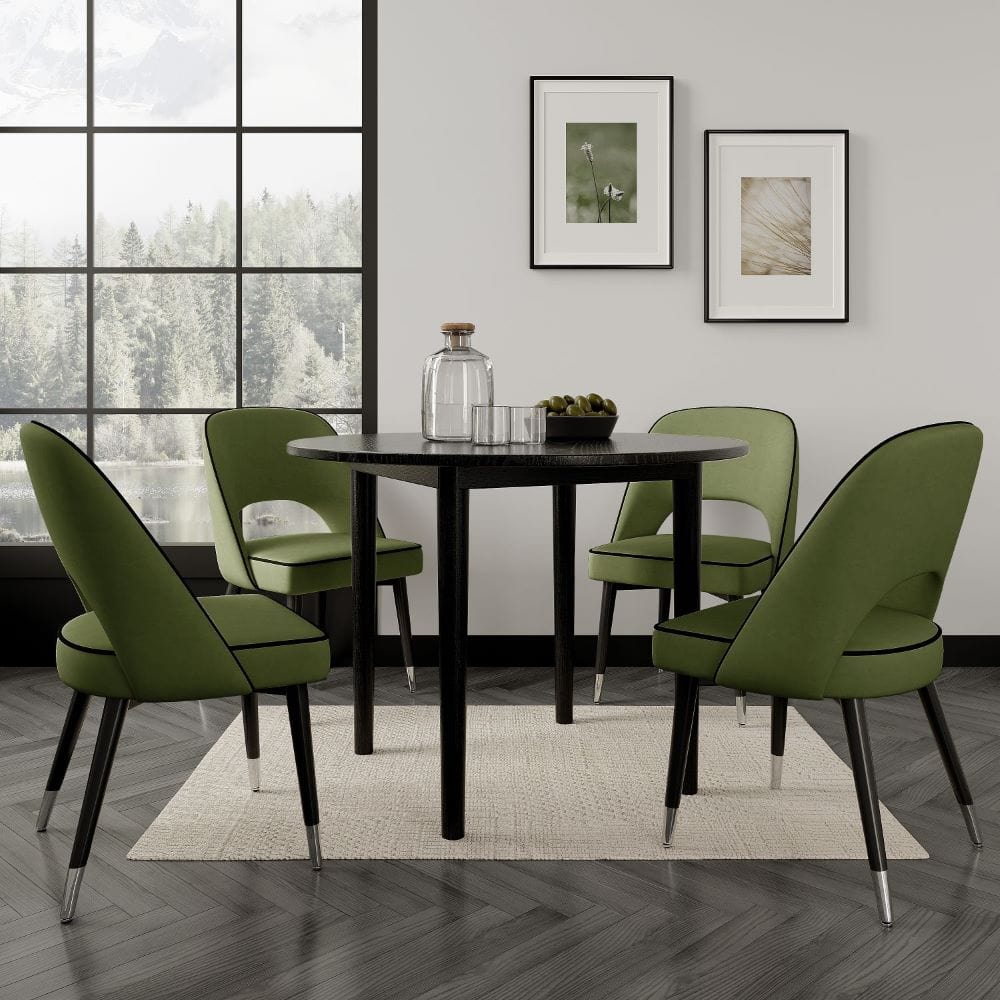 Luna 100cm Black Round Dining Table With Rubber Wood Legs