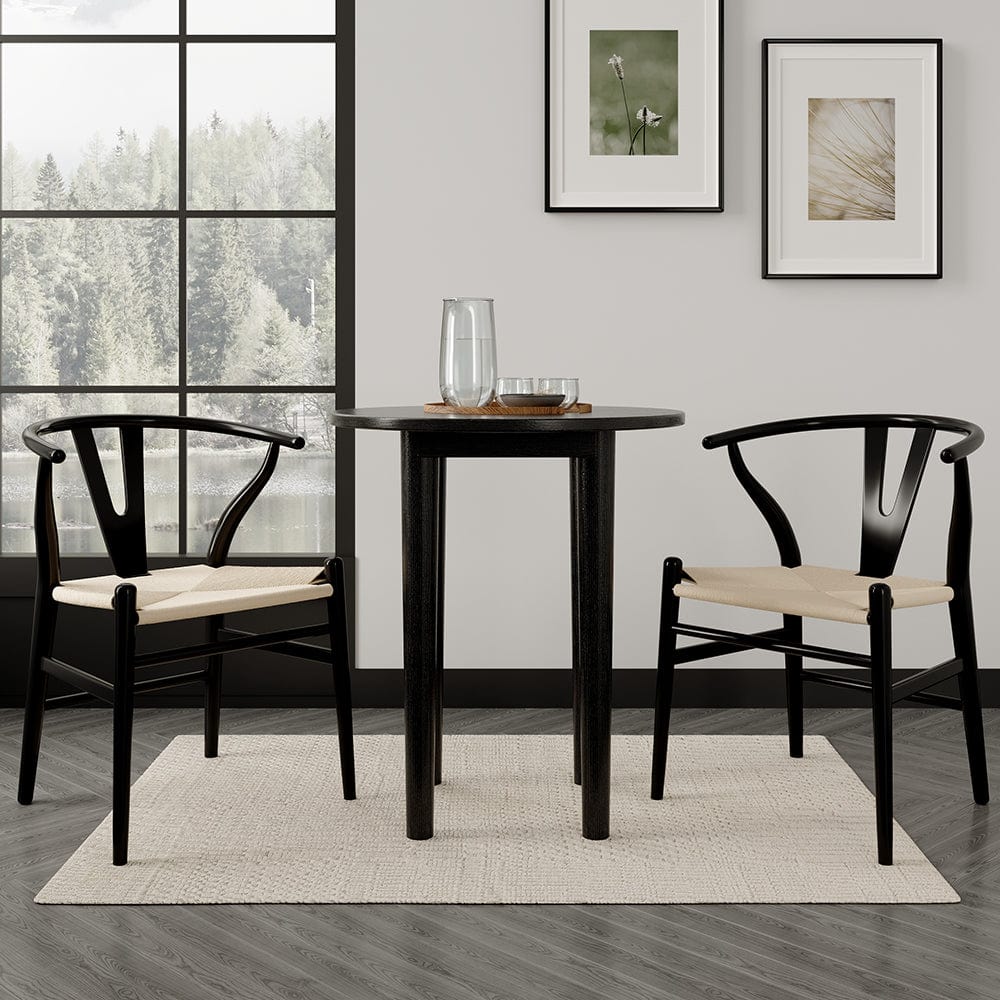 Luna Round Dining Table Set With 2-4 Beach Wood Chairs