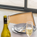 Boho Marbled Effect Dining Table Set With 4 PE Rattan Chairs