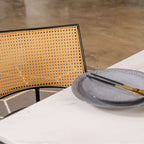 Boho Marbled Effect Dining Table Set With 4 PE Rattan Chairs