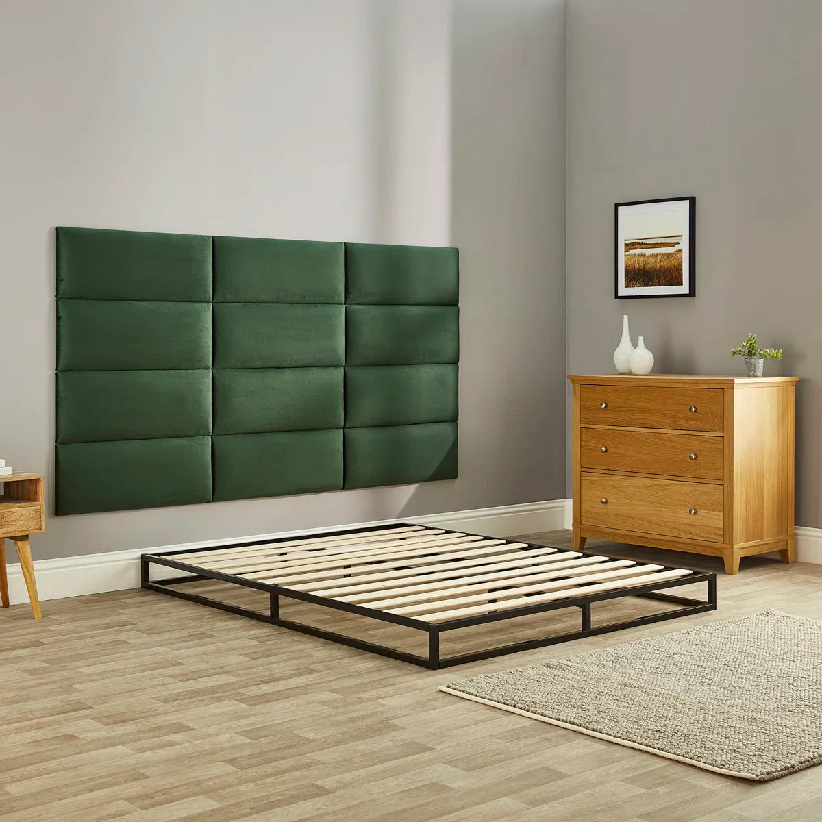 Basics Metal Platform Bed Frame with Slatted Frame Single Bed Double Bed King Bed