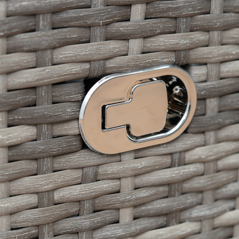 Lotus 7 Seater Rattan Garden Recliner Cube Sofa Set In Grey