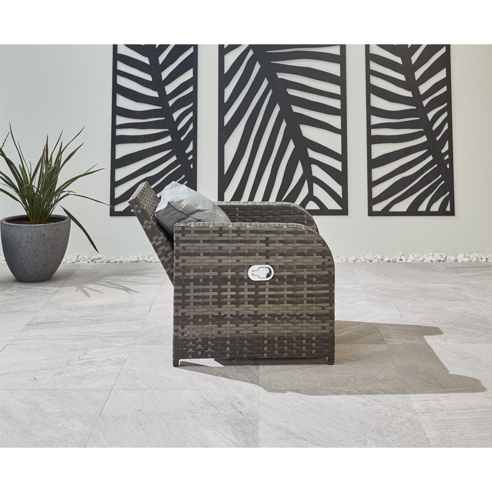 Lotus 7 Seater Rattan Garden Recliner Cube Sofa Set In Grey