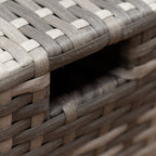 Lotus 7 Seater Rattan Garden Recliner Cube Sofa Set In Grey