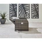 Lotus 7 Seater Rattan Garden Recliner Cube Sofa Set In Grey