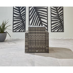 Lotus 7 Seater Rattan Garden Recliner Cube Sofa Set In Grey