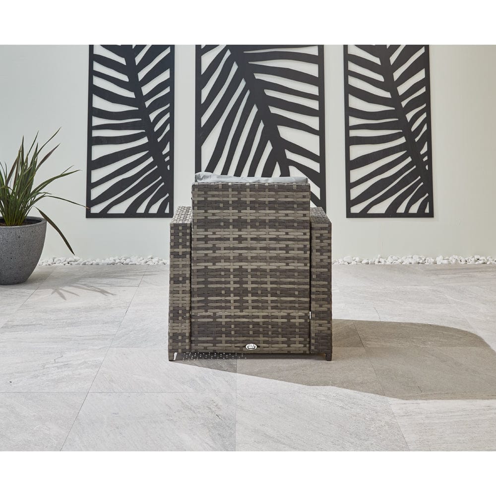 Lotus 7 Seater Rattan Garden Recliner Cube Sofa Set In Grey