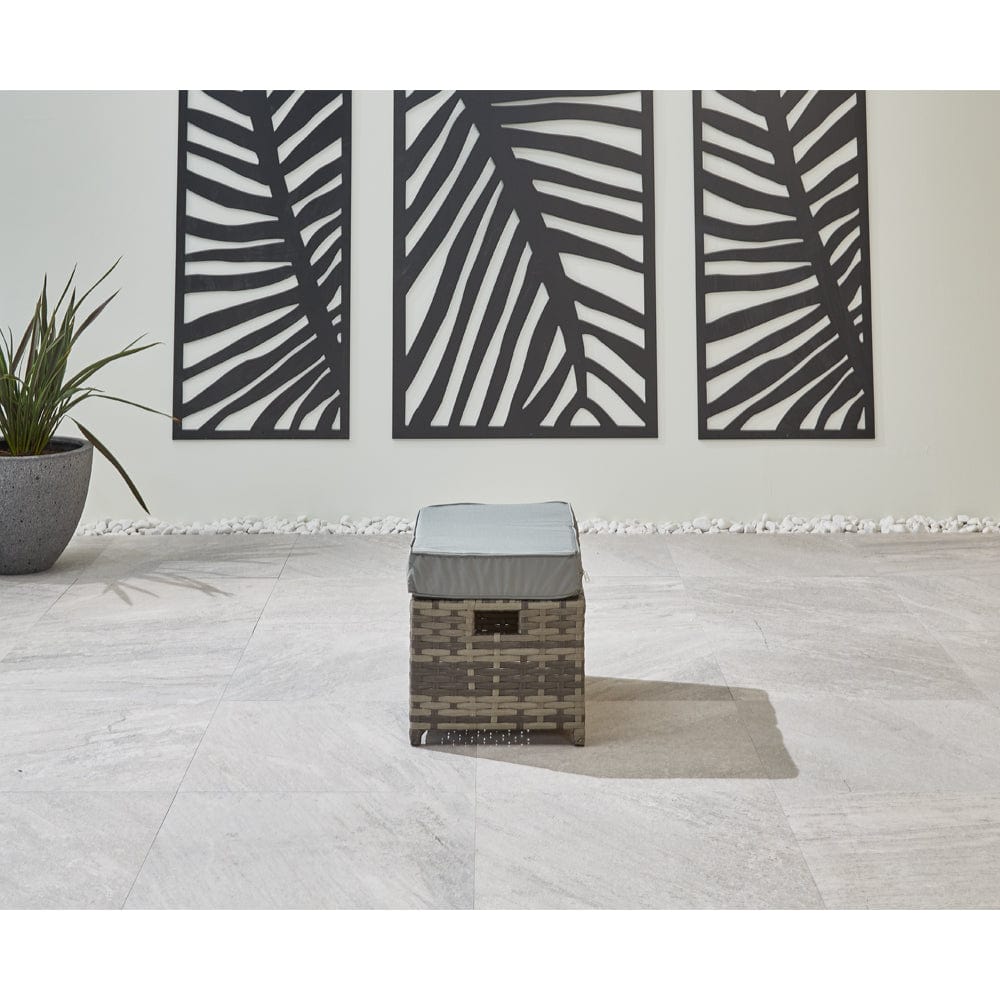 Lotus 7 Seater Rattan Garden Recliner Cube Sofa Set In Grey