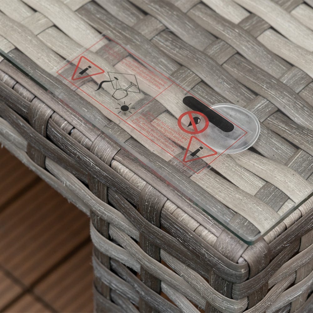 Lotus 7 Seater Rattan Garden Recliner Cube Sofa Set In Grey