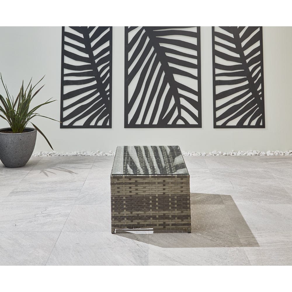 Lotus 7 Seater Rattan Garden Recliner Cube Sofa Set In Grey