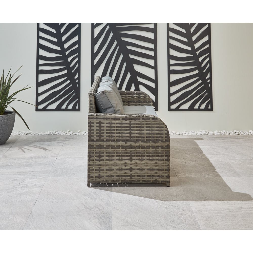 Lotus 7 Seater Rattan Garden Recliner Cube Sofa Set In Grey