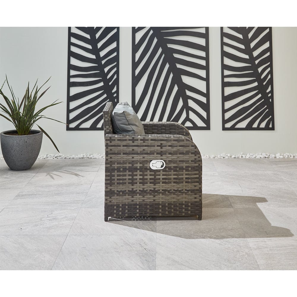 Lotus 7 Seater Rattan Garden Recliner Cube Sofa Set In Grey