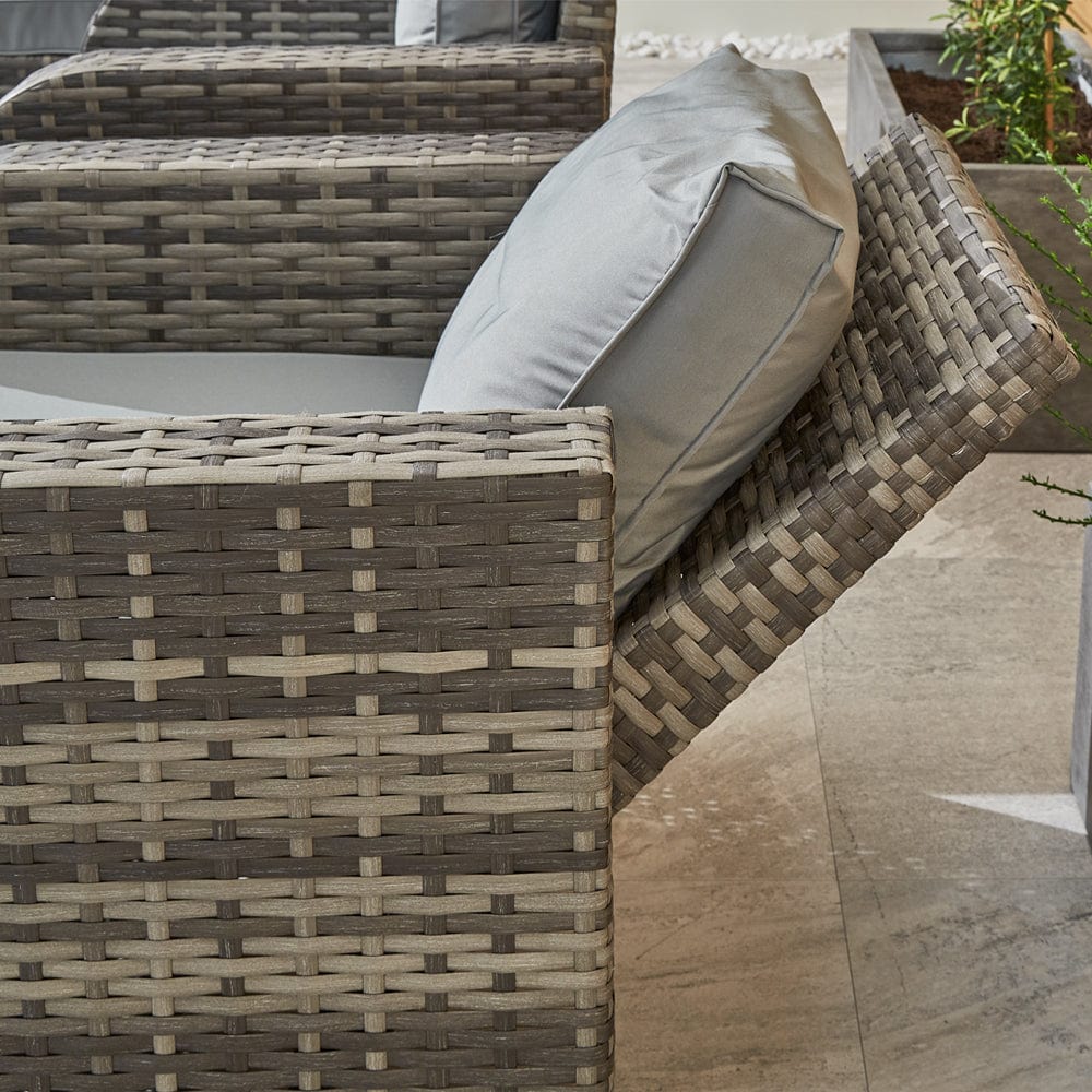 Lotus 9 Seater Rattan Garden Furniture Recliner Cube Sofa Set with Fire Pit Option